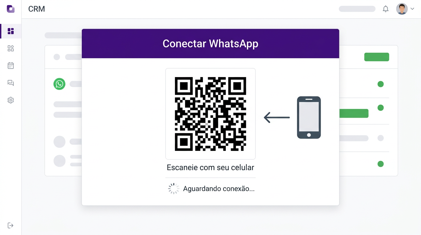 Tela de configuração do CRM Fort com QR Code para conectar o WhatsApp
